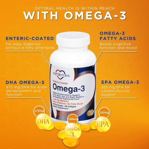 Miniatura 3 de Suplementos de aceite de pescado con recubrimiento entérico omega-3, forma de triglicéridos, 1100 mg de ácidos grasos omega-3 totales, sin lácteos