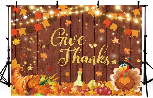 MEHOFOND Fondo de Acción de Gracias de 7 x 5 pies, pancarta de Acción de Gracias, otoño, cosecha de calabaza, fondo de madera rústica, decoración de