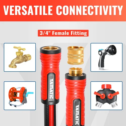 Miniatura 7 de YAMATIC Manguera de jardín corta de 15 pies x 5/8 pulgadas, extensión de manguera líder 2 en 1 de doble uso con conector de latón macizo, ligera