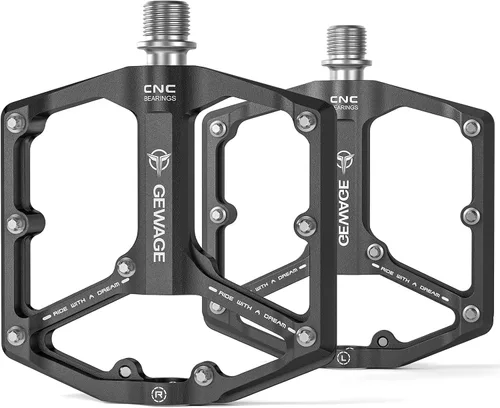 Miniatura 16 de Pedales de bicicleta de carretera/montaña - Pedales de bicicleta de 3 rodamientos - Pedales planos mecanizados CNC de 9/16 pulgadas con clavos