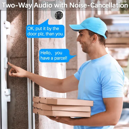 Miniatura 5 de Paquete de 2 cámaras de seguridad inalámbricas de 4 MP para exteriores, 6 focos y visión nocturna a color HD de 2.5 K con WiFi de 2.4 GHz, control