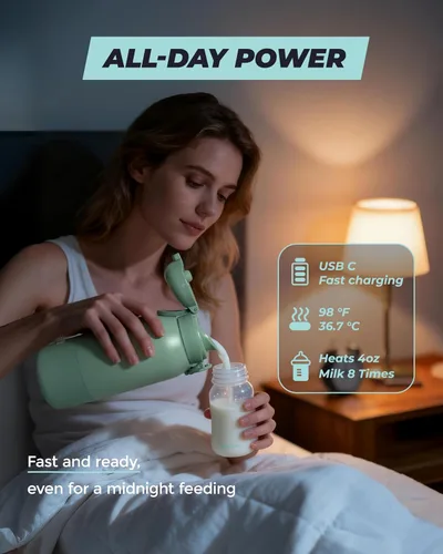 Miniatura 7 de Calentador de leche portátil mejorado con función de autolimpieza, calentamiento rápido de 110 W para leche materna y fórmula, calentador