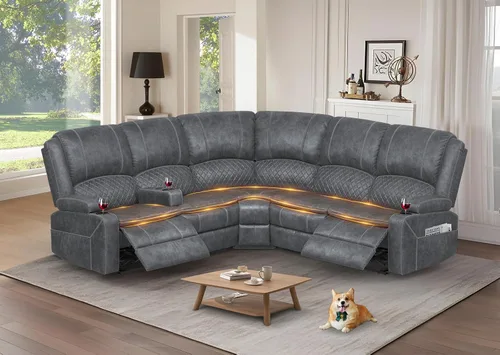 Miniatura 44 de Yolsali Sofá reclinable, sofá reclinable manual de 3 plazas con cojín de 2 niveles, sofás reclinables para sala de estar con consola removible