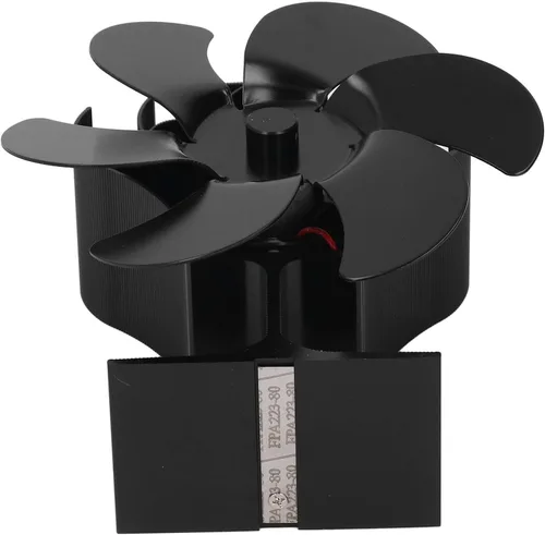 Miniatura 2 de Ventilador de estufa de 6 aspas, ventilador de estufa de leña con arranque automático, ventilador de chimenea, diámetro negro, circulación de aire