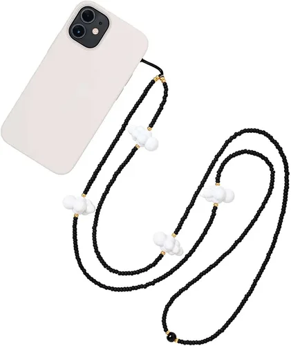 Miniatura 30 de Beaded Phone Charm Lanyard Strap Crossbody Fixed Beads Pearl Neck Chain
