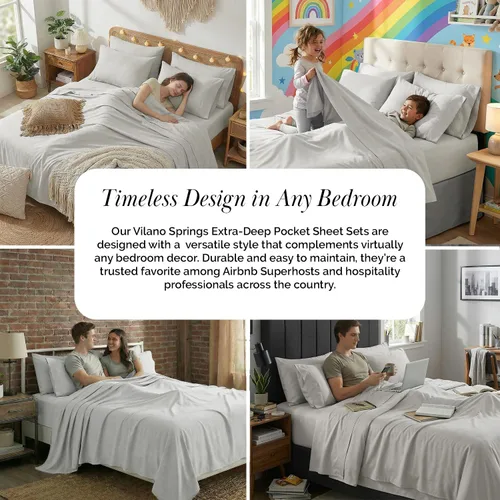 Miniatura 17 de Southshore Fine Living, Inc. Juego de 7 piezas de sábanas King divididas para cama ajustable, juego de sábanas King divididas con bolsillo de 21