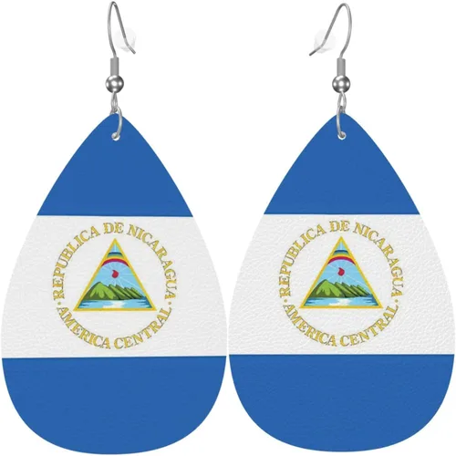 Miniatura 29 de Pendientes de bandera de país en forma de lágrima para mujer, ligeros, de cuero, colgantes, joyería patriótica para regalos