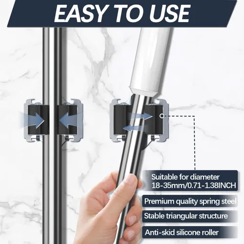 Miniatura 4 de 3-H Paquete de 10 soportes para trapeador y escoba, tamaño grande, 2.2 lbs extra, soporte de pared para colgar y organizar, rastrillo de empujón