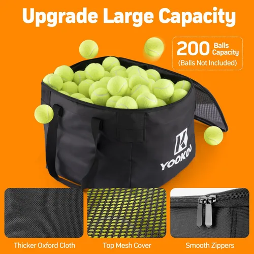 Miniatura 2 de YooKoo Sturdy Tennis Ball Hopper Holds 200 Balls, Lightweight Tennis Ball Basket, Easy to Use Without Installation for Tennis Training and Teaching