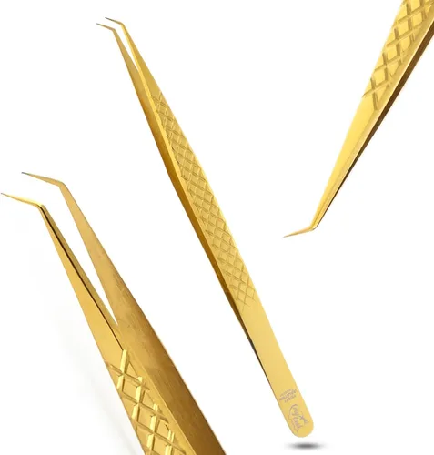 Miniatura 18 de Pinzas de aislamiento para extensión de pestañas, pinzas curvadas para aislamiento, acero inoxidable japonés de 5.5 in, lo mejor para aislamiento