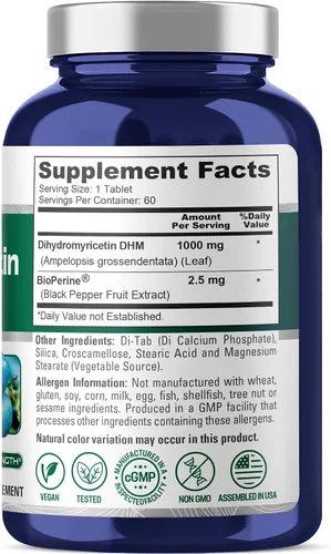 Miniatura 2 de NusaPure Dihidromiricetina (DHM) 1,000 mg 60 tabletas vegetales (sin OMG y 100% vegetariano)