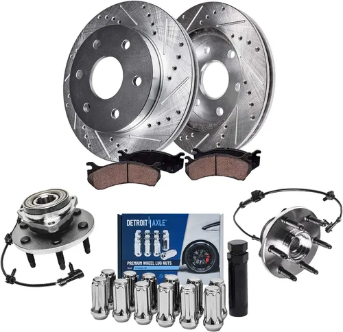 Miniatura 30 de Detroit Axle - Kit de frenos para Jeep Grand Cherokee 99-04 1999 2000 2001 2002 2003 2004 Rotores de freno de disco perforados y ranurados Pastillas