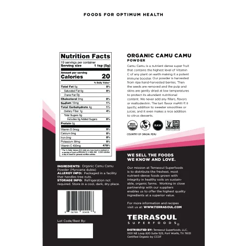 Miniatura 2 de Terrasoul superalimento Polvo de Camu Camu (Orgánico),3,5 onzas