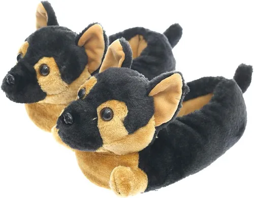 Miniatura 22 de Millffy Pantuflas clásicas de conejo para adultos, pantuflas de felpa de tamaño infantil, pantuflas de animales de pastor perro corgi disfraz calzado