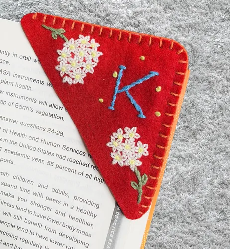 Miniatura 68 de Marcapáginas de esquina bordadas a mano personalizadas, Marcadores para mujeres, Marcador personalizado para los amantes de los libros, lindo Verde