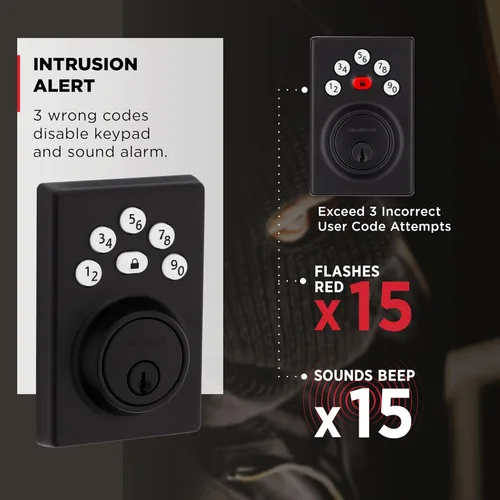 Miniatura 6 de Kwikset Powerbolt 240 Pestillo Electrónico Contemporáneo con Teclado de 5 Botones Negro Mate para Puerta, con Entrada sin Llave Conveniente, Códigos