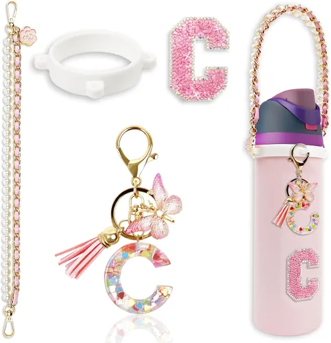 Miniatura 27 de Letter Handle Strap Accessories with Cute Initial Charm Compatible with Owala Water Bottle 24oz 32oz 40oz Owala Kids Púrpura