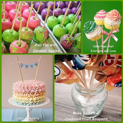 Miniatura 6 de Varillas de madera, 100 varillas redondas de madera de 1/4 x 6 pulgadas para manualidades, decoración del hogar, soporte de pasteles, accesorios