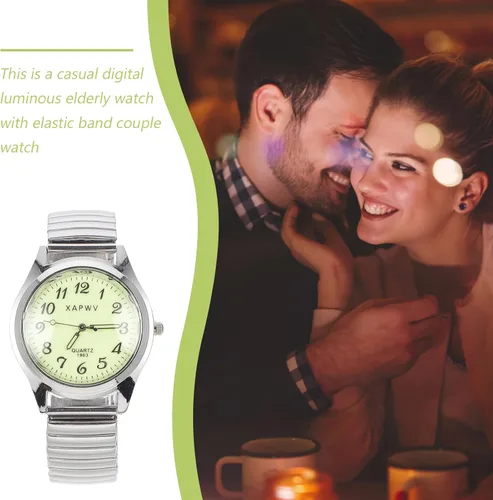 Miniatura 7 de Hemobllo Reloj casual digital luminoso para ancianos, banda elástica, regalo para pareja