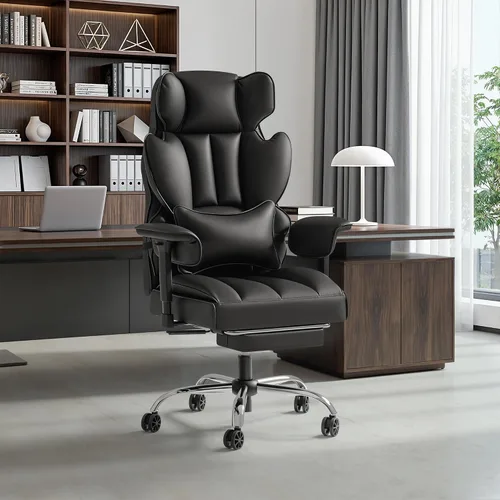Miniatura 2 de Furmax Silla de oficina grande y alta, silla de juegos de respaldo alto con reposapiés para personas pesadas, silla de oficina ergonómica cómoda