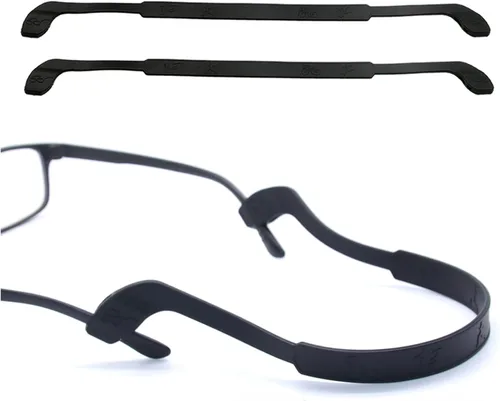 SAIGO Correa antideslizante de silicona para gafas, retenedores de gafas deportivos, elástico, suave, para hombres y mujeres, 2 unidades, negro, 9.8
