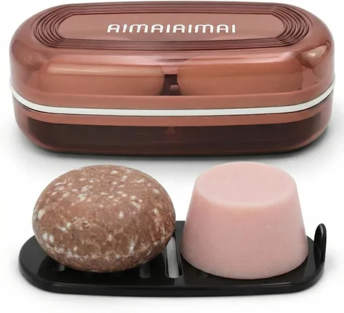 Miniatura 9 de AIMAIAIMAI Estuche de viaje para dos barras de champú – Compatible con barras de champú y acondicionador sólido Kitsch, contenedor grande de jabón