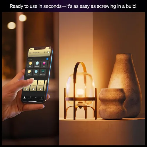 Miniatura 7 de Philips Hue Bombilla LED inteligente A19, 1 paquete, ambiente blanco y color, base E27, 9.5W, luz de espectro completo 1000K-20000K, 1100 lúmenes