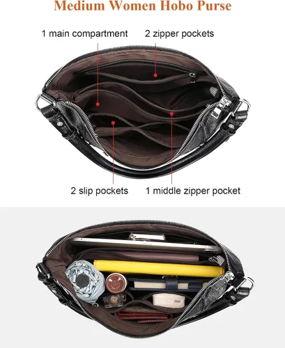 Miniatura 6 de Over Earth Bolso Hobo de cuero genuino para mujer, bolsos cruzados