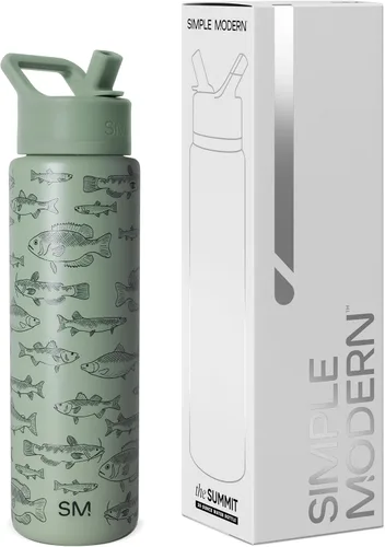 Miniatura 73 de Simple Modern botella de agua reutilizable con tapa con pajilla, de acero inoxidable con aislamiento al vacío, para gimnasio, viajes y deportes