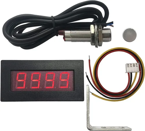DIGITEN 4 tacómetro digital LED rojo RPM medidor de velocidad + interruptor de proximidad Hall Sensor imán NPN + soporte de montaje de sensor para