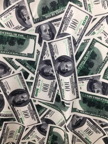 LUVFABRICS Tela de elastano elástica en 4 direcciones con patrón de dólares de dinero, billete de cien dólares, se vende por yarda (100 billetes de
