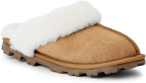 Miniatura 2 de WaySoft Pantuflas de piel de oveja australiana auténtica, 100% piel de oveja dura para mujer, para interiores y exteriores, pantuflas de lana cálida