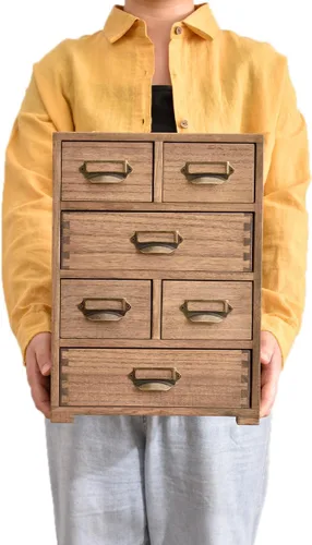 Miniatura 8 de KIRIGEN Organizador de gabinete de almacenamiento de madera, cajones de almacenamiento de escritorio para suministros de oficina en casa marrón