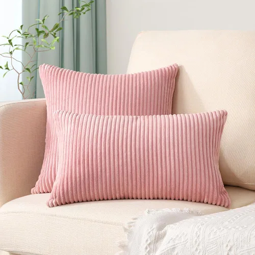 Miniatura 368 de Artscope Fundas de Almohada de Pana a Rayas Acogedoras Súper Suaves Decorativas Cuadradas Fundas de Cojín para Sofá Sillón Dormitorio Decoración