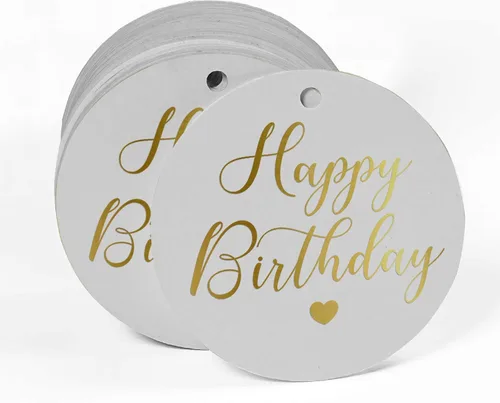 Miniatura 2 de Etiqueta de papel para colgar con texto en inglés «Happy Birthday» (50 unidades)