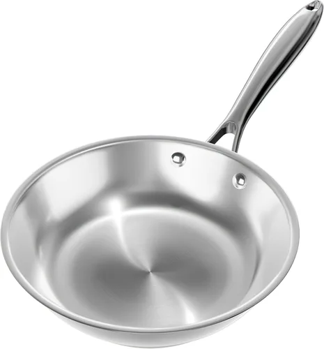 Miniatura 5 de Verel Sartén de acero inoxidable – Sartén de acero inoxidable de 8 pulgadas, apta para lavavajillas y horno