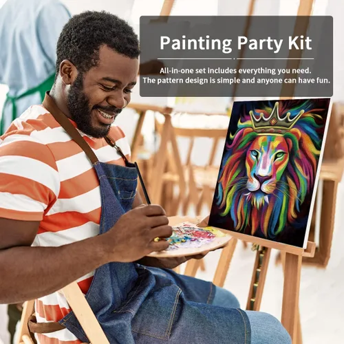Miniatura 3 de Kit de pintura de lienzo predibujado para pintura para adultos, kits de fiesta, pintura y sorbos, suministros de fiesta, lienzo de 8 x 10 pulgadas