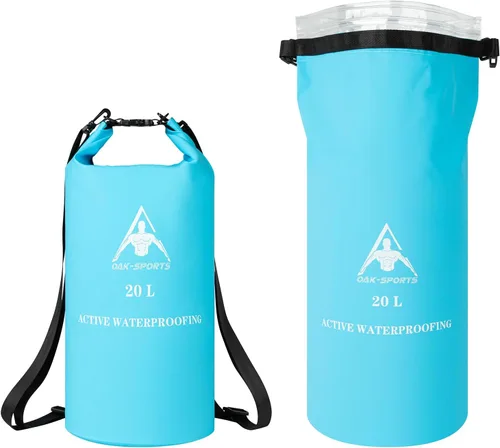 Miniatura 14 de Oak-Sports Dry Bag Mochila impermeable de 5L/10L/20L, bolsa de playa ligera con doble cierre de cremallera para natación, kayak, senderismo