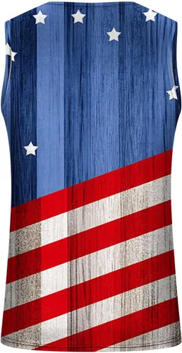Miniatura 4 de Camisetas Mangas del Día la Independencia Hombres Camisetas sin Mangas Estampado Estrellas Cinco puntas Camisetas