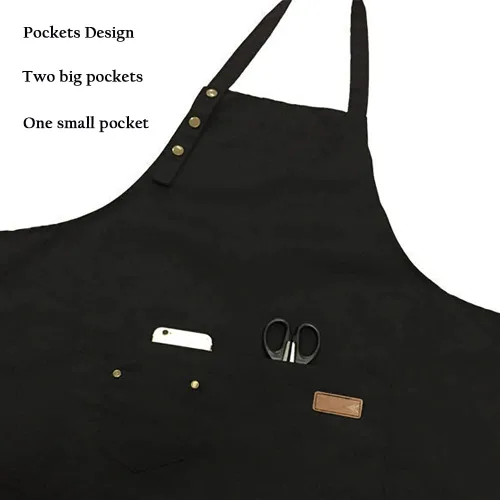 Miniatura 5 de Delantal personalizado para hombres y mujeres, delantales de lona de cocina personalizados con bolsillos, nombre, texto, logotipo, imagen