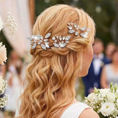 Miniatura 9 de Unicra Horquillas para el pelo de cristal negro plateado con diamantes de imitación, piezas de pelo de novia, accesorios para novias y mujeres