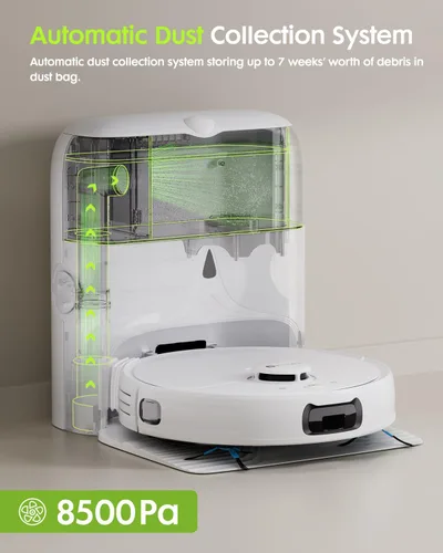 Miniatura 2 de V5 Robot aspirador y trapeador, aspiradora robótica de vaciado, succión de 8500 Pa, cortador de enredos de pelo de mascotas, navegación láser, láser