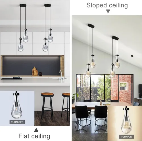 Miniatura 8 de Luces Colgantes Modernas en Forma de Gota de Lluvia, Lámparas Colgantes de Latón de 2 Luces para Isla de Cocina, Iluminación Colgante Dorada