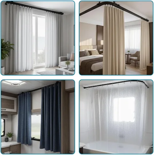 Miniatura 5 de Cortina silenciosa montada en el techo, 6, 9, 12.5 pies, riel de cortina suave y resistente, cortinas divisoras de habitación de aluminio