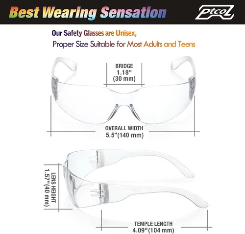 Miniatura 5 de Paquete de 28 gafas de seguridad transparentes (Paquete a granel de 24+4) Gafas protectoras antiarañazos unisex con lente resistente a impactos