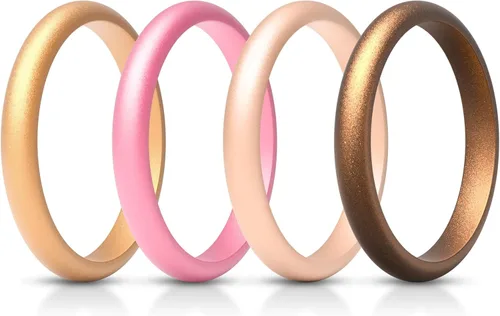 Miniatura 49 de ThunderFit - Realzadores de anillos de silicona delgados y apilables para mujer, alianzas de boda de silicona, 2.5 mm de ancho y 2 mm de grosor