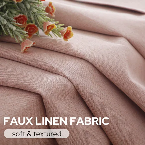 Miniatura 4 de Homeideas Cortinas Rosa Claro 100% Opacas de 84 Pulgadas de Largo, Gruesas Cortinas de Lino Sintético/Mezcla de Lino Texturizadas, Lindas Cortinas