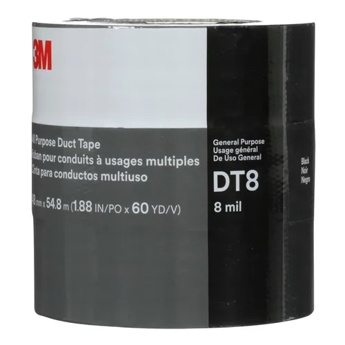 Miniatura 3 de 3M Cinta adhesiva DT8, paquete de 3, resistencia industrial, multiuso, cinta de color negro, 1.88 pulgadas x 60 yardas, desgarro a mano, adhesivo