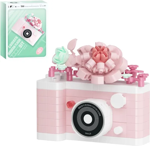 Miniatura 8 de Juego de construcción de 6 mini flores con microladrillos para cámara, juguetes en miniatura para decoración del hogar, regalos creativos