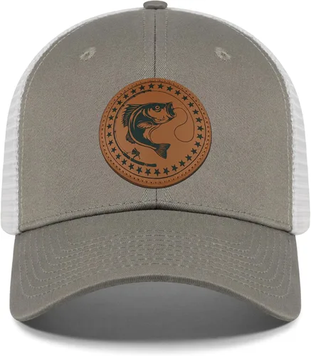 Miniatura 10 de Regalos de pesca para hombres y mujeres, sombrero único de camionero con bandera de pescador para pescador, el mejor regalo, negro/gris